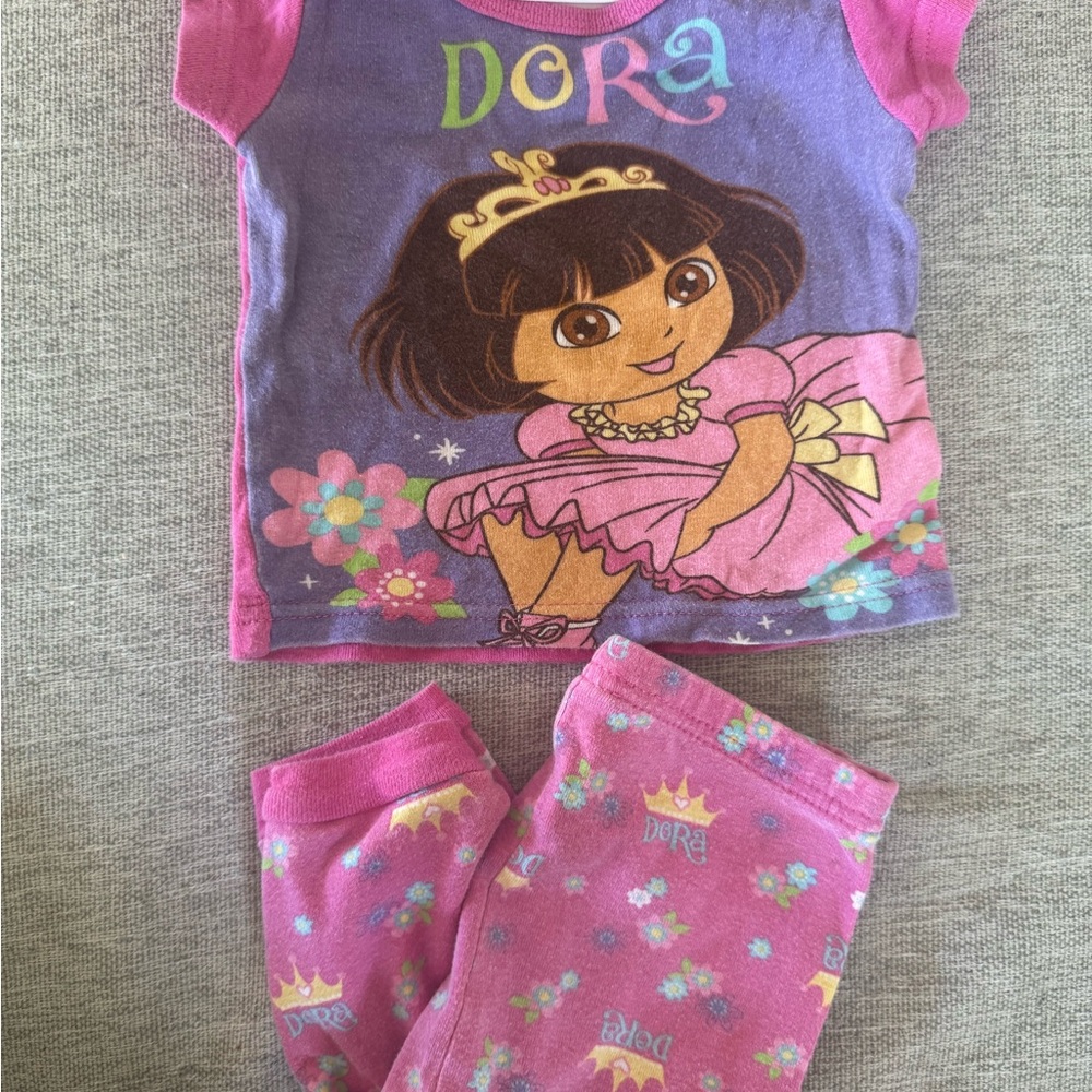 Y2K 2012 Dora the Explorer Pink and Purple Pajama Set